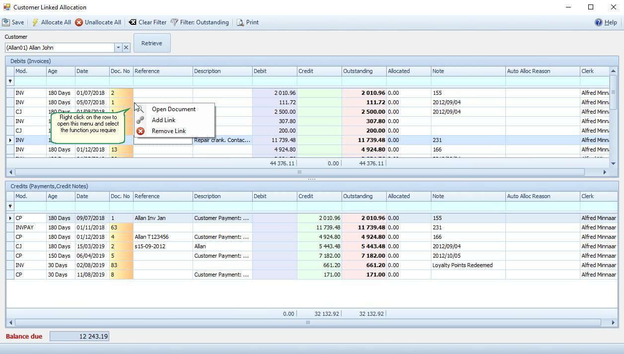 Customer Linked Allocation Form