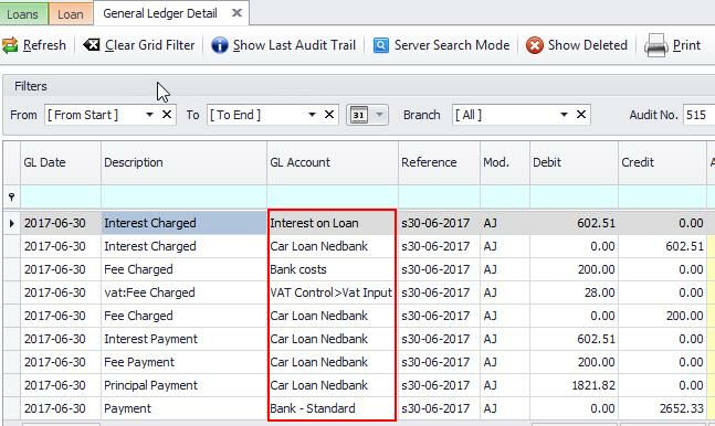 loan gl detail