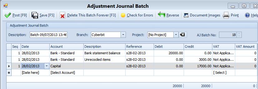 Take on bank balance