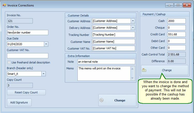 Invoice corrections