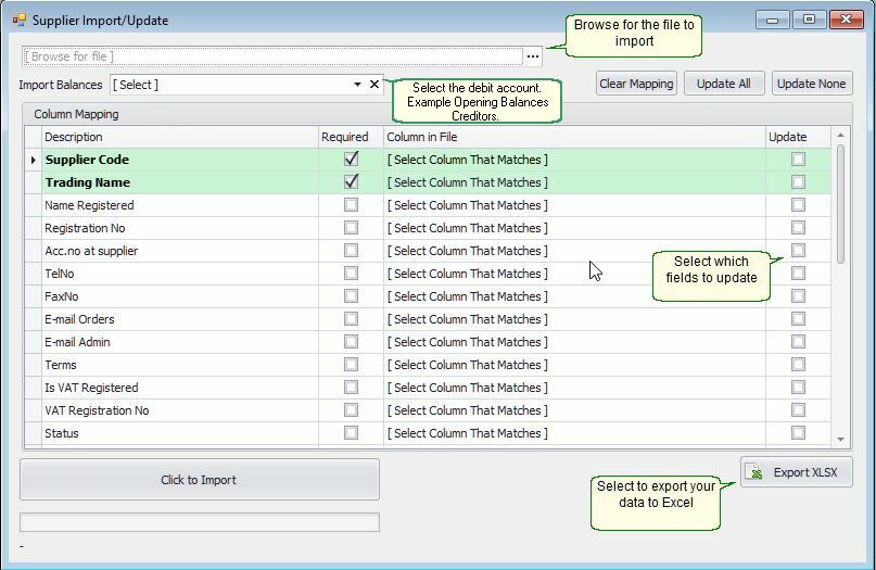 Import or Export the Supplier's Data