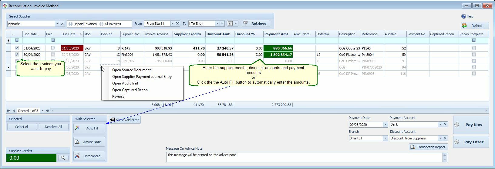 Supplier Payment per Invoice